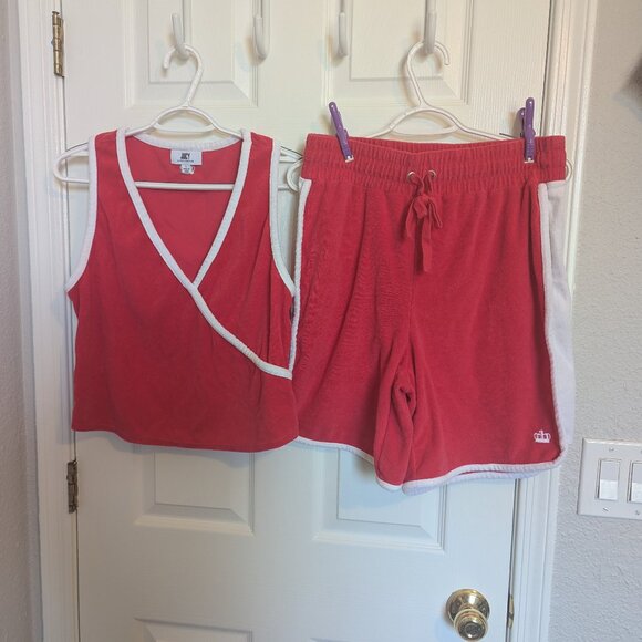 Juicy Couture Shorts & Top SET | Pink White | Vintage | L | ICONIC | EUC - Picture 4 of 15